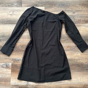 Theory Cotton Black Asymmetrical shoulder dress